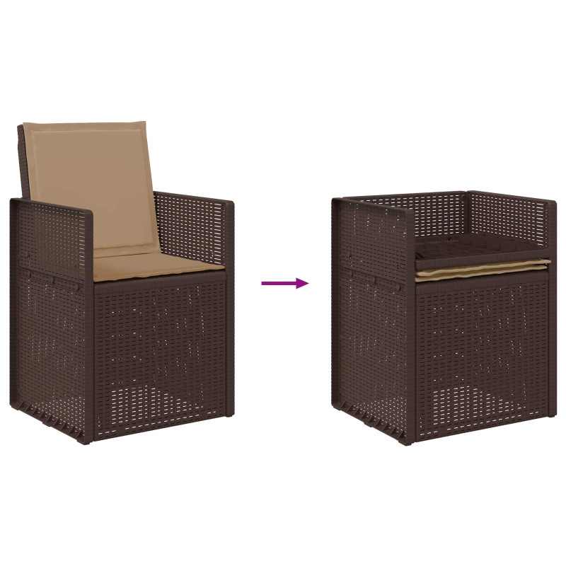 Krzesła do ogrodu 2 pcs Brązowy i taupe PP