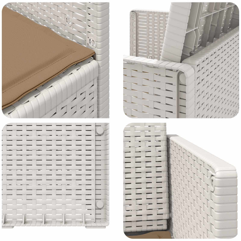 Krzesła do ogrodu 2 pcs Biały i taupe PP