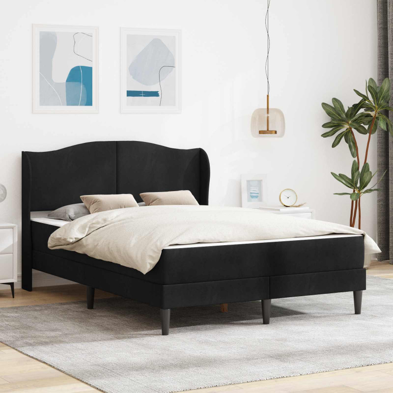 Ramka łóżka Z zagłówkiem Czarny 140 x 200 cm Welur