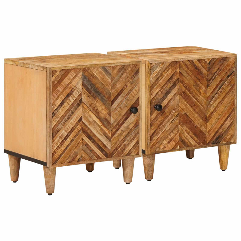 Stolik nocny 2 pcs Brązowy 40 x 33,5 x 46 cm Drewno z mango