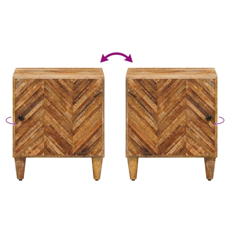 Stolik nocny 2 pcs Brązowy 40 x 33,5 x 46 cm Drewno z mango