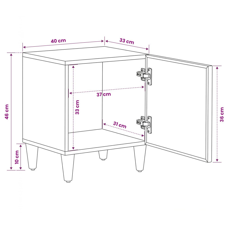 Stolik nocny 2 pcs Brązowy 40 x 33,5 x 46 cm Drewno z mango