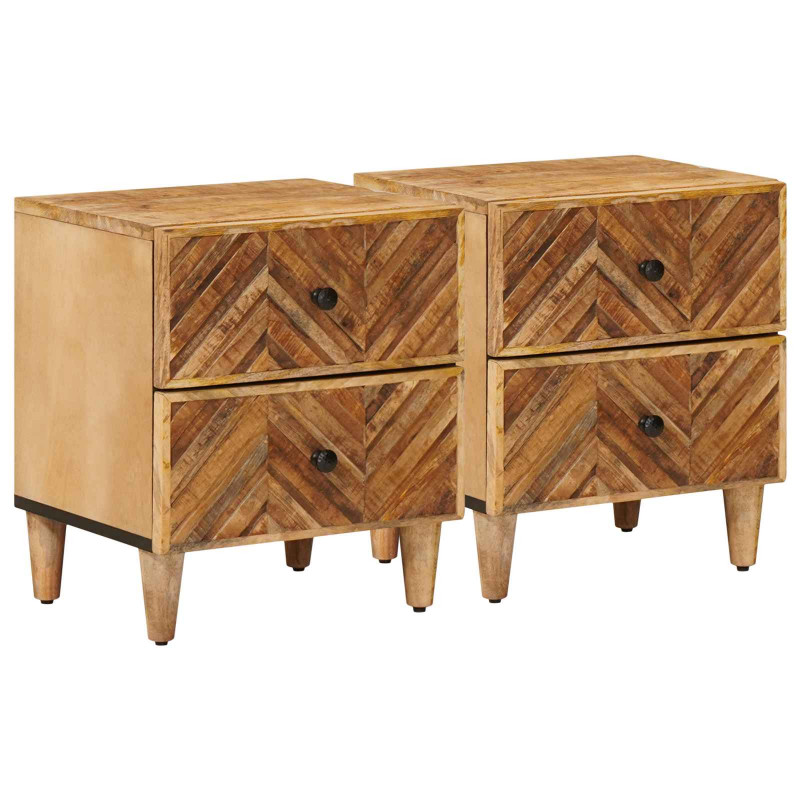 Stolik nocny 2 pcs Brązowy 40 x 33,5 x 46 cm Drewno z mango
