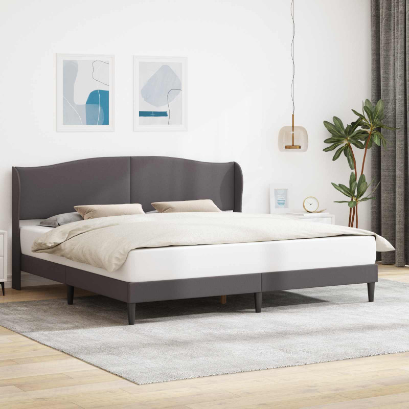 Ramka łóżka Z zagłówkiem Szary 200 x 200 cm Ekoskóra