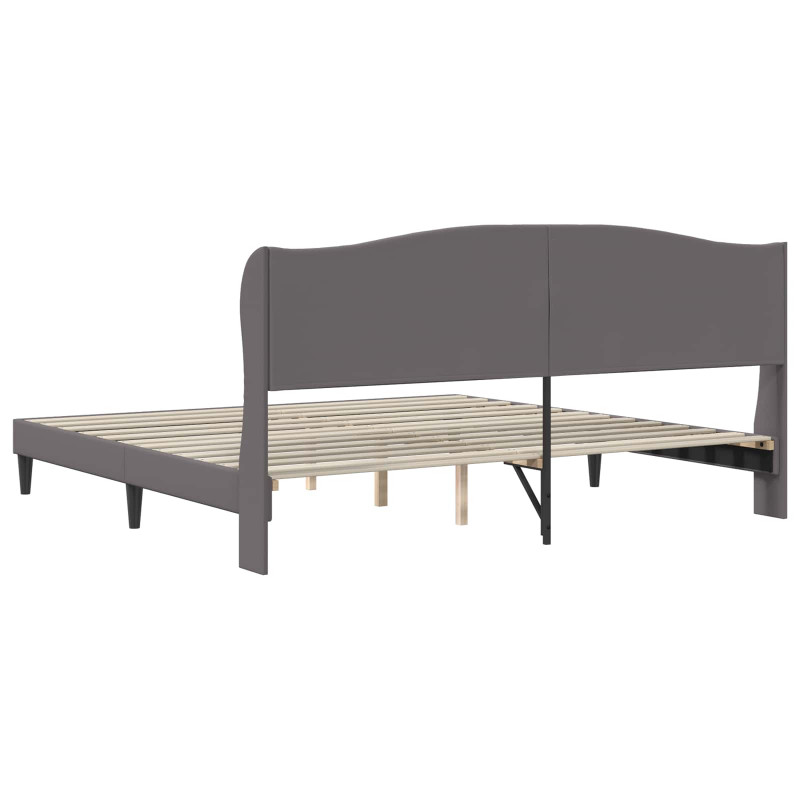 Ramka łóżka Z zagłówkiem Szary 200 x 200 cm Ekoskóra