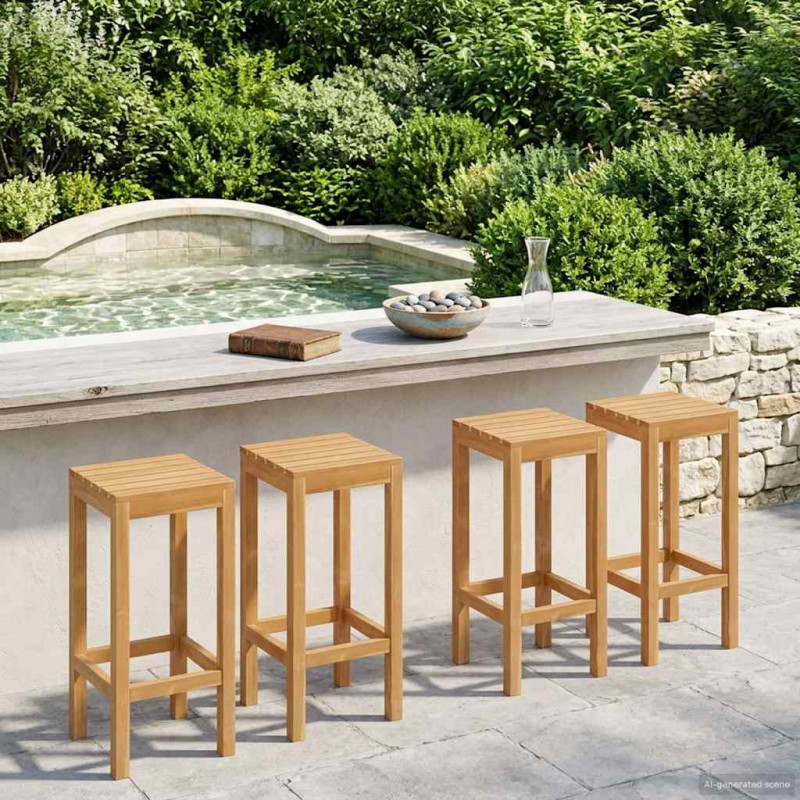 Stołek barowy 4 pcs brązowy Lite drewno teakowe