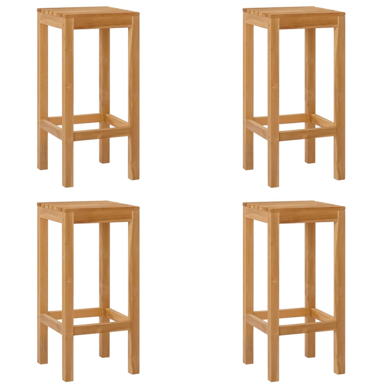 Stołek barowy 4 pcs brązowy Lite drewno teakowe