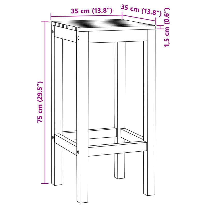 Stołek barowy 4 pcs brązowy Lite drewno teakowe