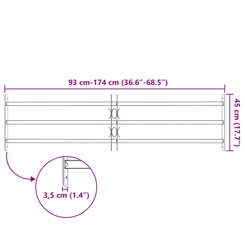 Krata zabezpieczająca do okien z 3 poprzeczkami 3 pcs