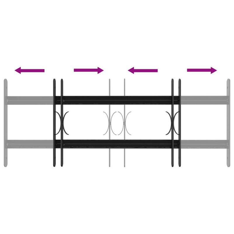 Krata bezpieczeństwa do okien z 2 poprzeczkami 3 pcs 43-74 cm