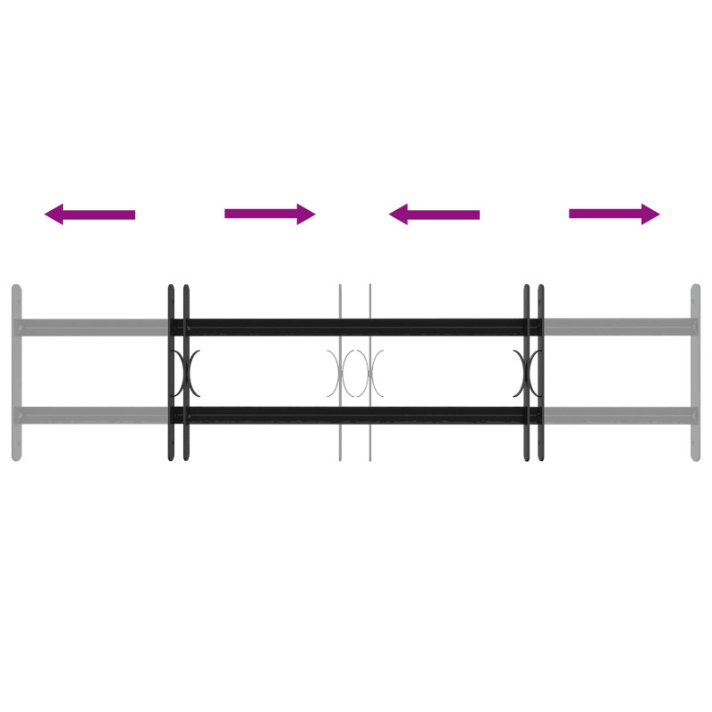 Krata bezpieczeństwa do okien z 2 poprzeczkami 3 pcs 63-114 cm