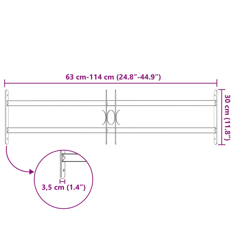 Krata bezpieczeństwa do okien z 2 poprzeczkami 3 pcs 63-114 cm