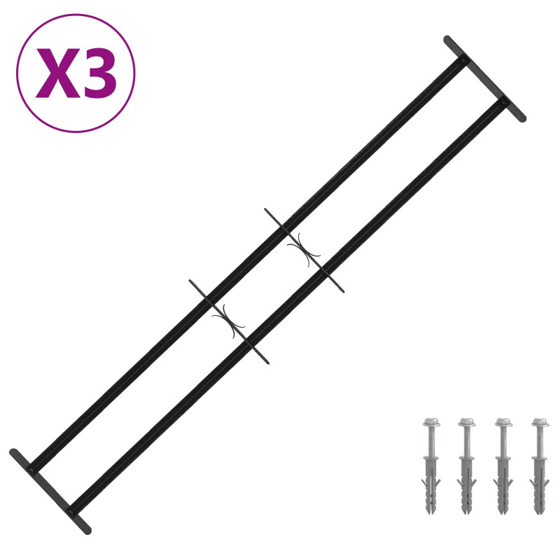 Krata bezpieczeństwa do okien z 2 poprzeczkami 3 pcs 93-174 cm