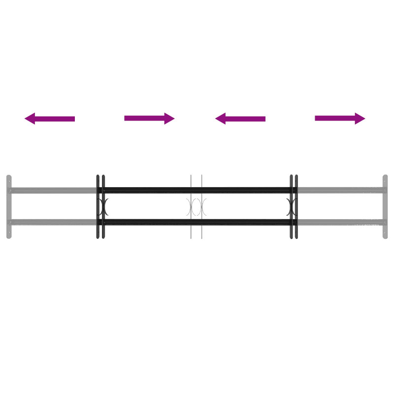 Krata bezpieczeństwa do okien z 2 poprzeczkami 3 pcs 93-174 cm