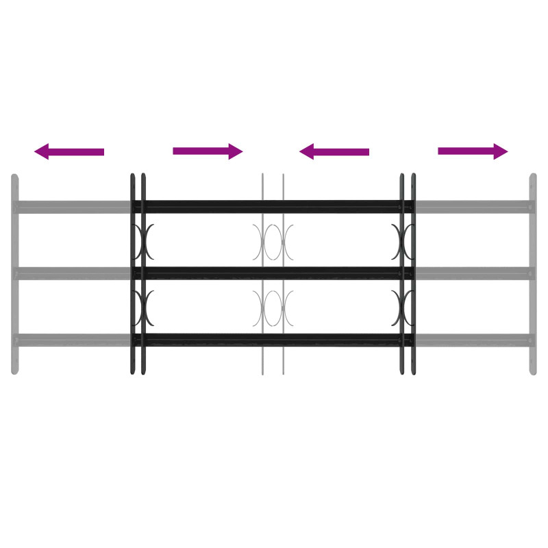 Krata zabezpieczająca do okien z 3 poprzeczkami 3 pcs 63-114 cm