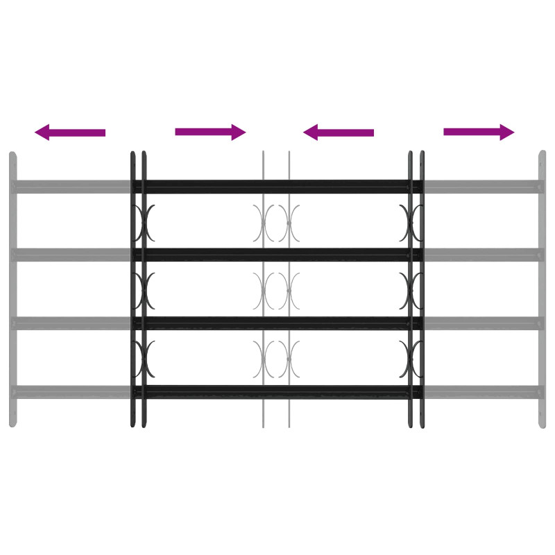 Krata zabezpieczająca do okien z 4 poprzeczkami 3 pcs 63-114 cm
