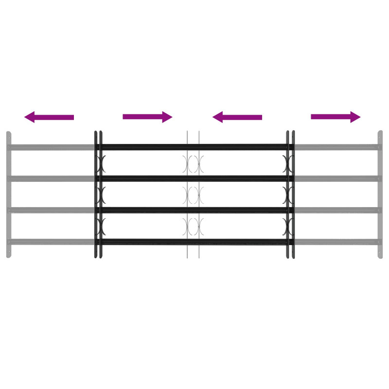 Krata zabezpieczająca do okien z 4 poprzeczkami 3 pcs 93-174 cm
