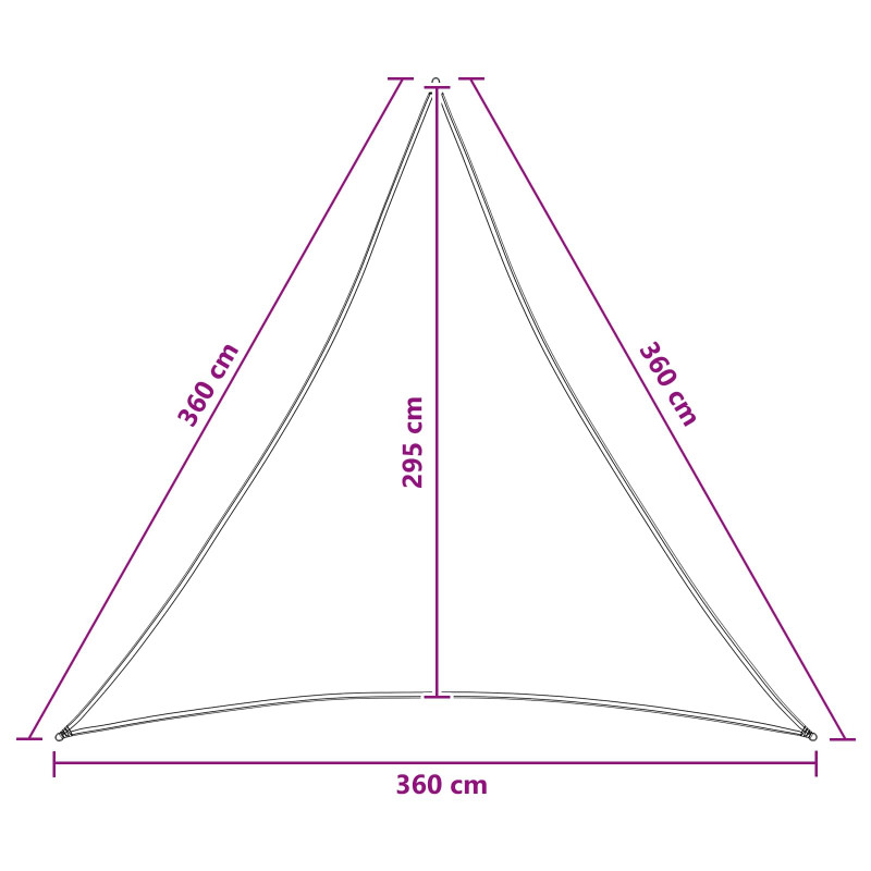 Żagiel przeciwsłoneczny 3,6 x 3,6 x 3,6 m HDPE