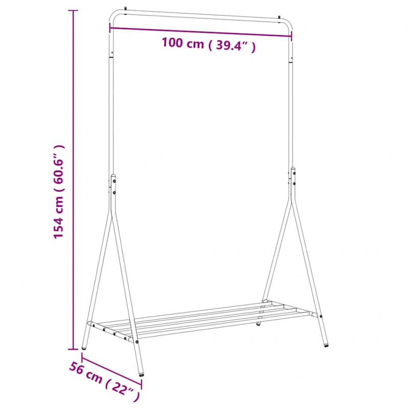 Wieszak na Ubrania Czarny 100 x 56 x 154 cm Stal