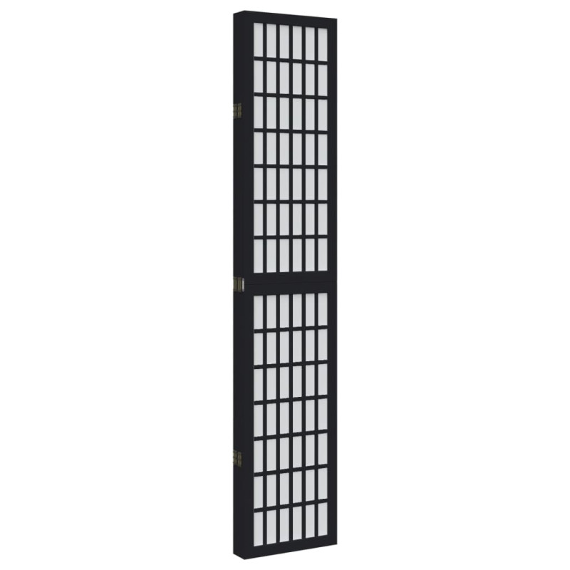 Parawan pokojowy, 5-panelowy, czarny, lite drewno paulowni