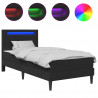 Ramka łóżka z paskami LED Czarny 90 x 190 cm Ekoskóra