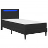 Ramka łóżka z paskami LED Czarny 90 x 190 cm Ekoskóra