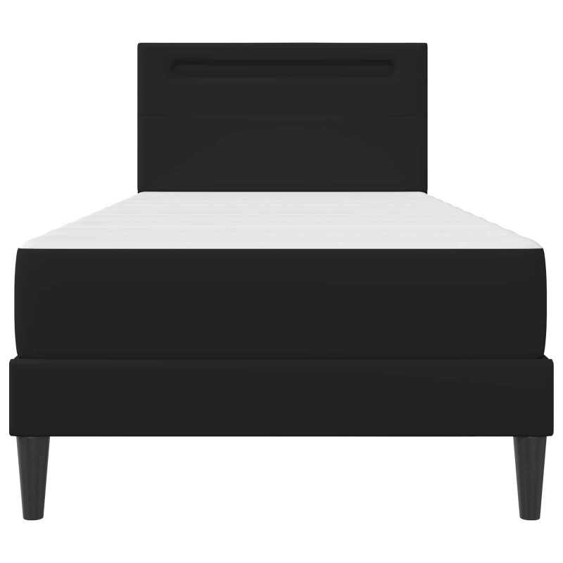 Ramka łóżka z paskami LED Czarny 90 x 190 cm Ekoskóra