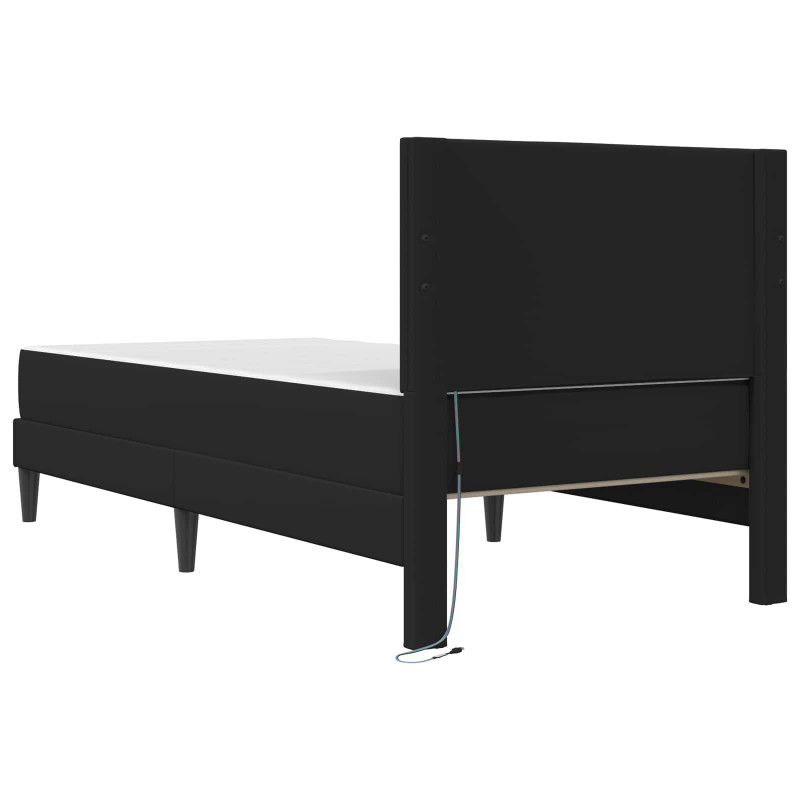 Ramka łóżka z paskami LED Czarny 90 x 190 cm Ekoskóra