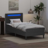 Ramka łóżka z paskami LED Szary 90 x 200 cm Ekoskóra