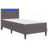 Ramka łóżka z paskami LED Szary 90 x 200 cm Ekoskóra