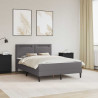 Ramka łóżka z paskami LED Szary 160 x 200 cm Ekoskóra
