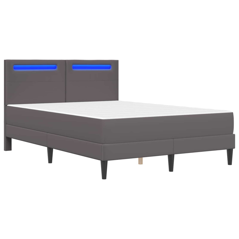 Ramka łóżka z paskami LED Szary 160 x 200 cm Ekoskóra