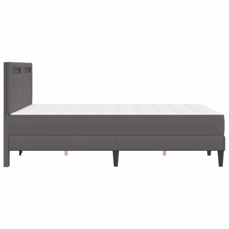 Ramka łóżka z paskami LED Szary 160 x 200 cm Ekoskóra