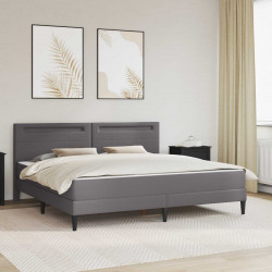 Ramka łóżka z paskami LED Szary 180 x 200 cm Ekoskóra