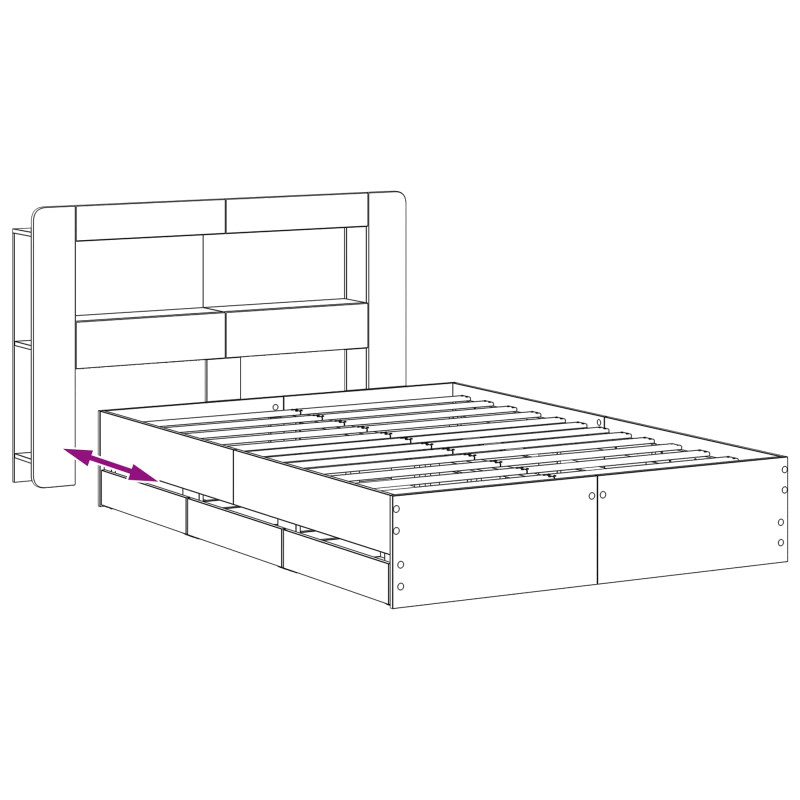 Rama łóżka z przechowywaniem dąb Sonoma 150 x 200 cm