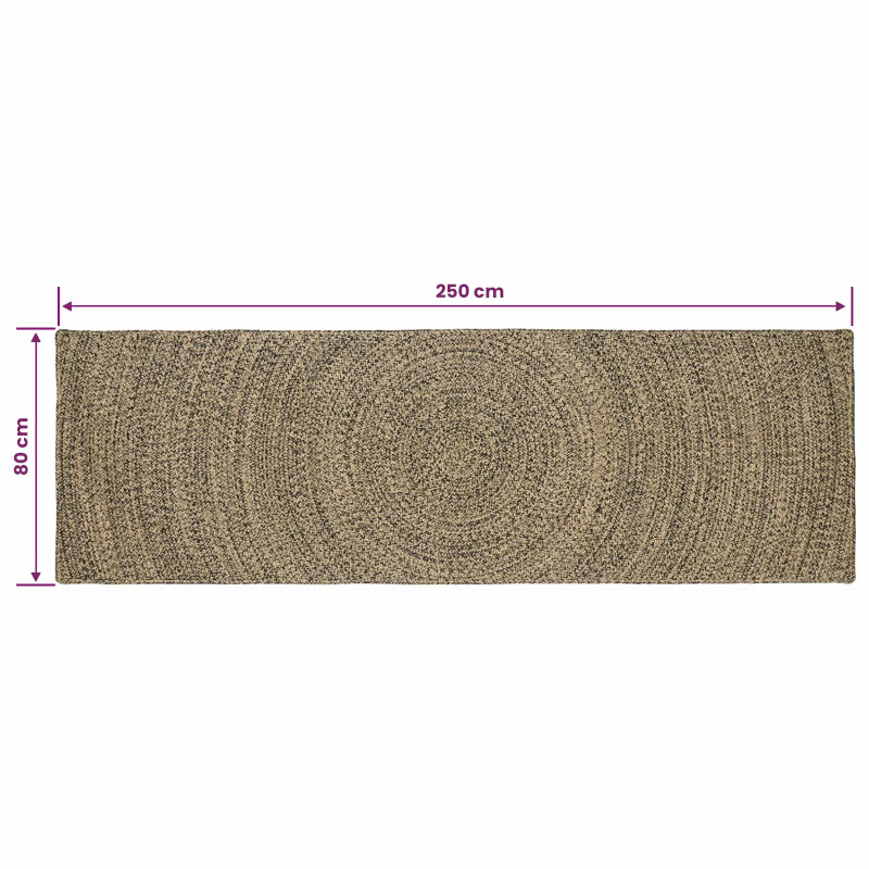 Dywany pokojowe Naturalny i czarny 80 x 250 cm Juta