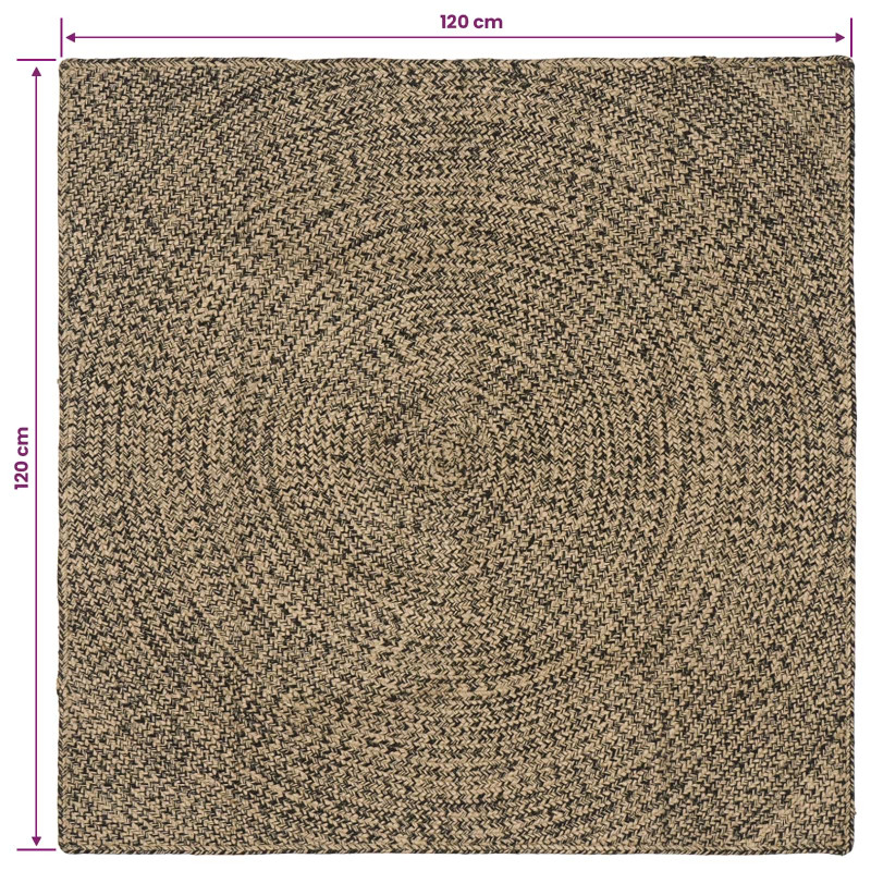 Dywany pokojowe Naturalny i czarny 120 x 120 cm Juta