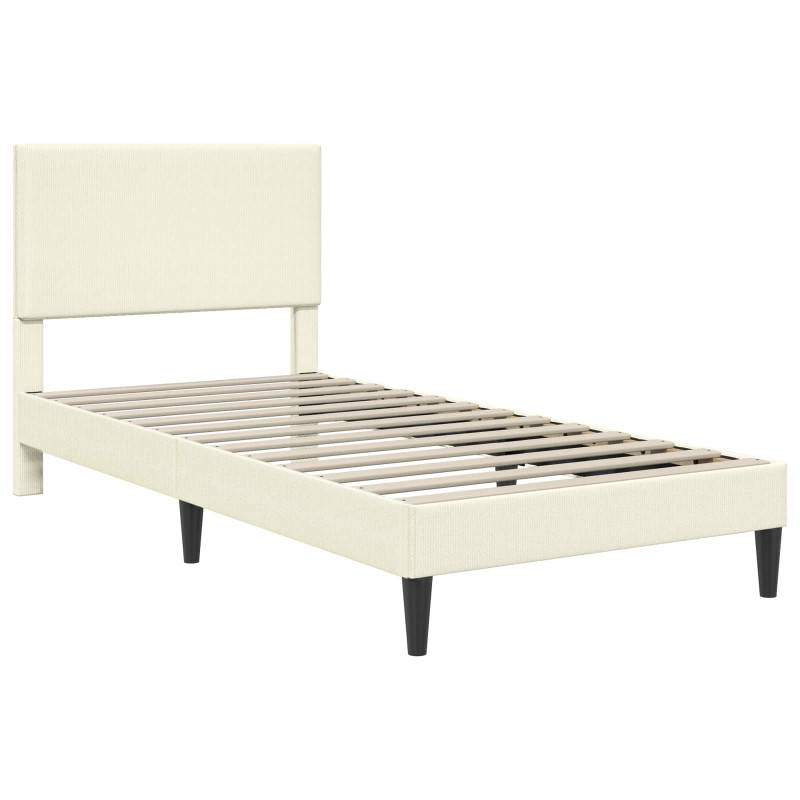 Ramka łóżka Z zagłówkiem kremowy 90 x 200 cm Tkanina sztruksowa