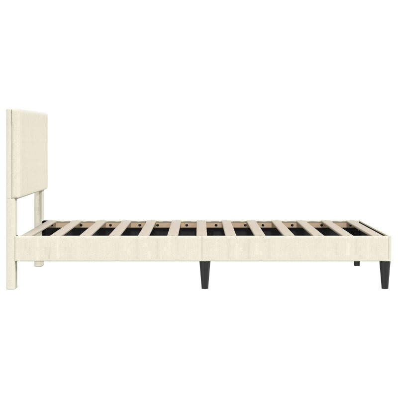 Ramka łóżka Z zagłówkiem kremowy 90 x 200 cm Tkanina sztruksowa