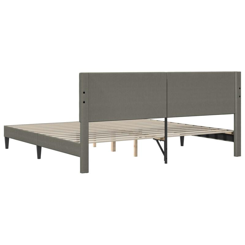 Ramka łóżka jasnoszary 200 x 200 cm Tkanina sztruksowa