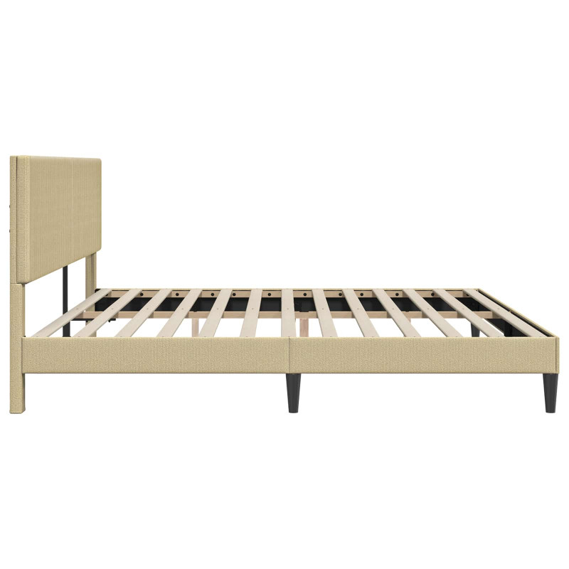 Ramka łóżka Jasnozielony szary 200 x 200 cm Tkanina sztruksowa