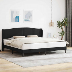 Ramka łóżka Z zagłówkiem Czarny 200 x 200 cm Ekoskóra