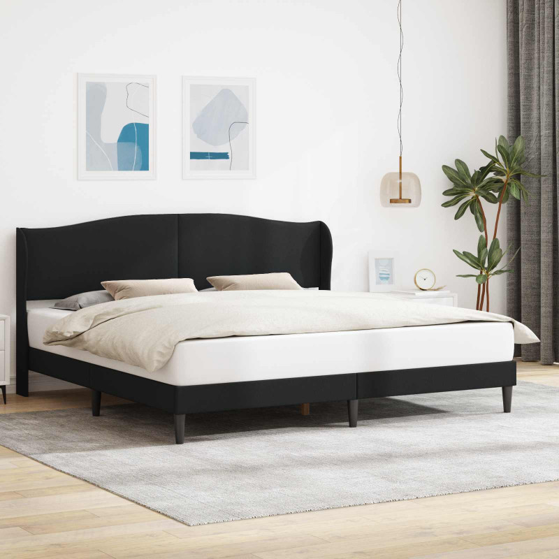 Ramka łóżka Z zagłówkiem Czarny 200 x 200 cm Ekoskóra