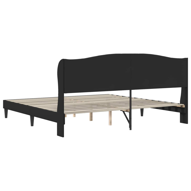 Ramka łóżka Z zagłówkiem Czarny 200 x 200 cm Ekoskóra
