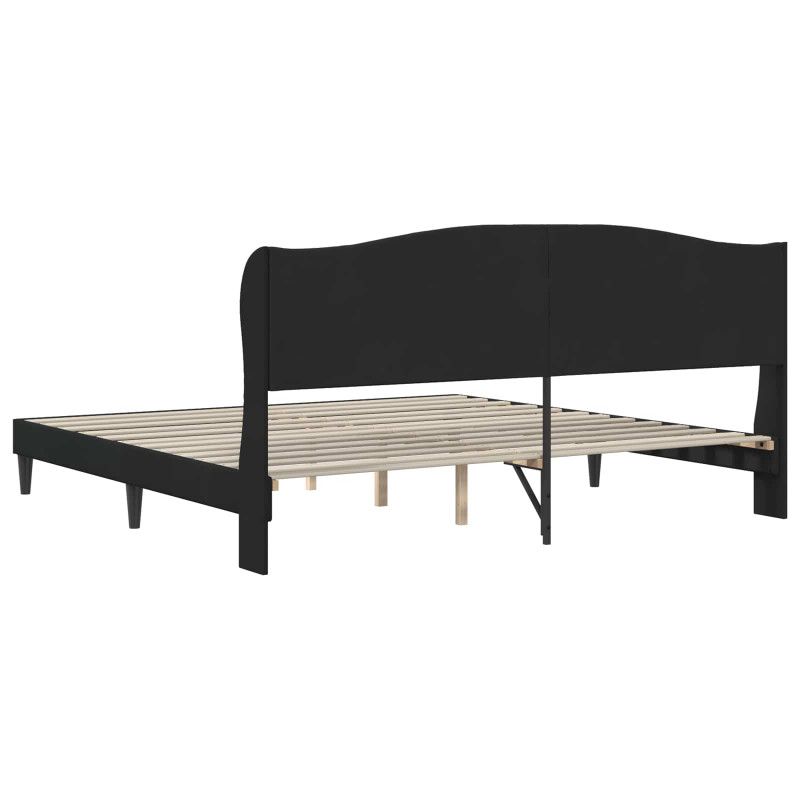 Ramka łóżka Z zagłówkiem Czarny 200 x 200 cm Welur