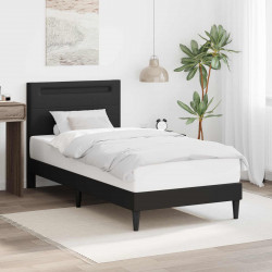 Ramka łóżka z paskami LED Czarny 80 x 200 cm Ekoskóra