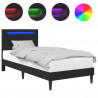 Ramka łóżka z paskami LED Czarny 80 x 200 cm Ekoskóra