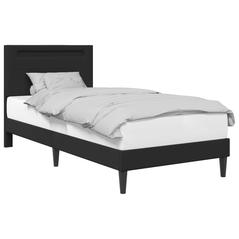 Ramka łóżka z paskami LED Czarny 80 x 200 cm Ekoskóra