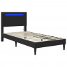 Ramka łóżka z paskami LED Czarny 80 x 200 cm Ekoskóra