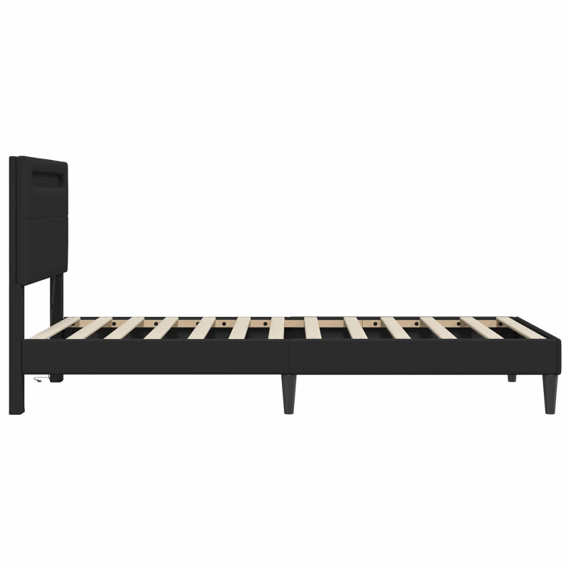 Ramka łóżka z paskami LED Czarny 80 x 200 cm Ekoskóra